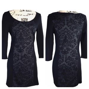 Papillon - Black & Gray Scoop Neck Midi Dress - M - NWT